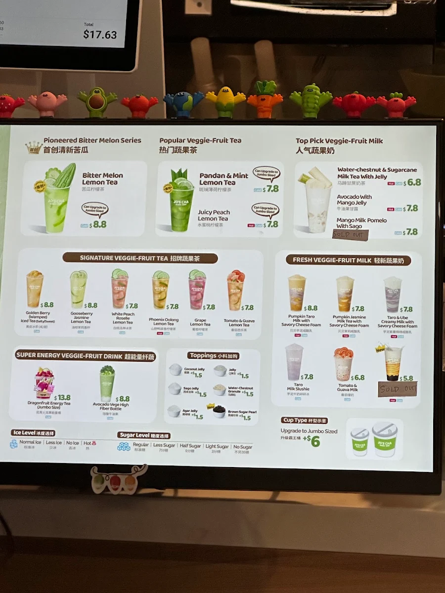 Menu, Jo's Cha 茶救星球 (Commerce Gate)
