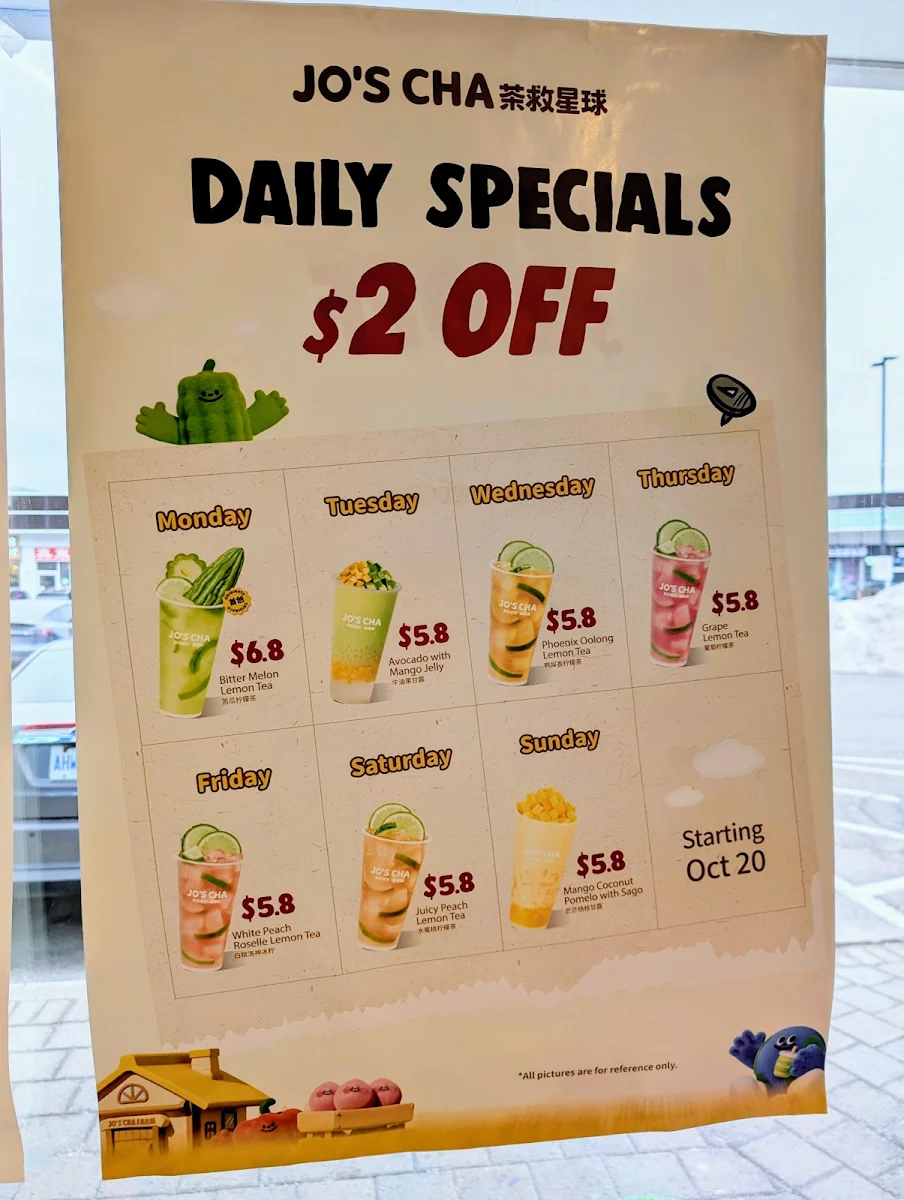 Menu, Jo's Cha 茶救星球 (Commerce Gate)