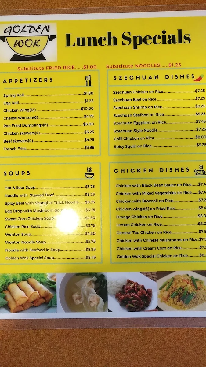 Menu, Golden Wok