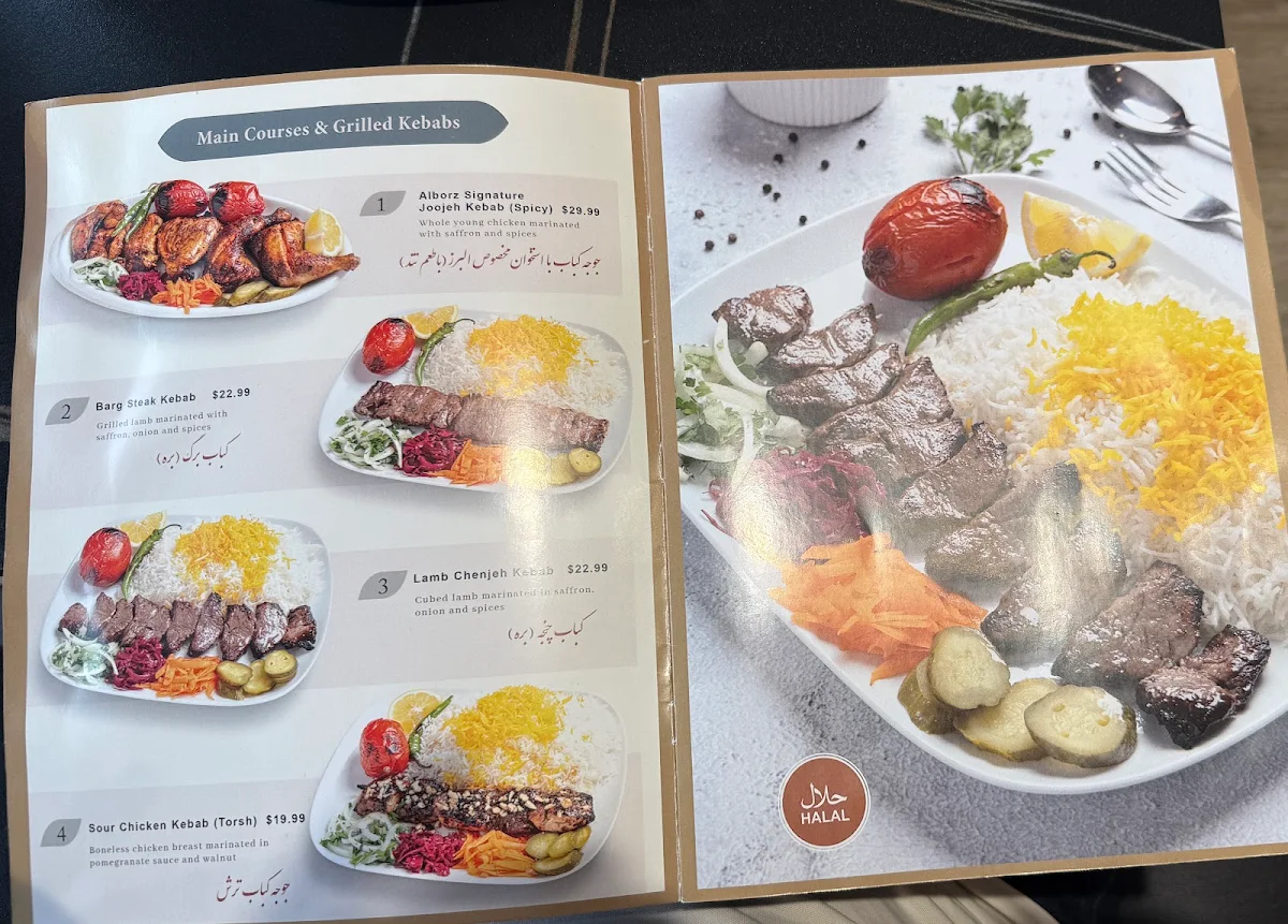 Menu, Alborz Restaurant