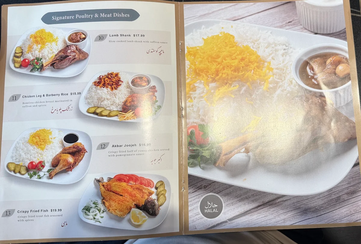 Menu, Alborz Restaurant