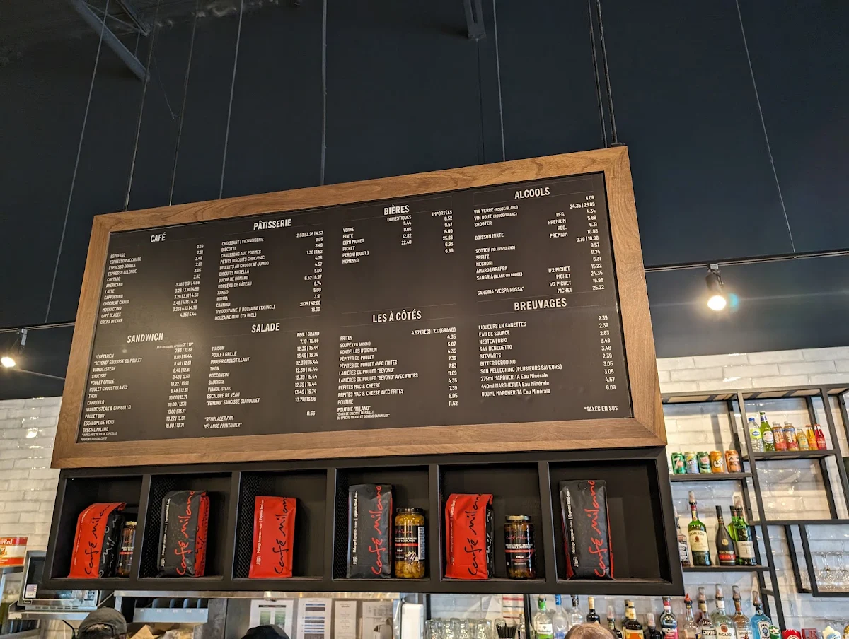 Menu, Cafe Milano West Island