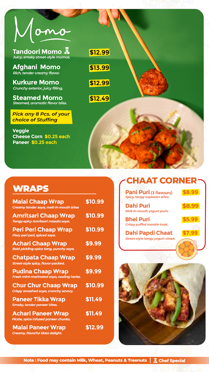 Menu, Punjabi Chaap Scarborough
