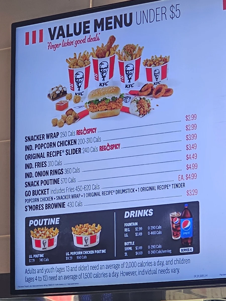 Menu, KFC