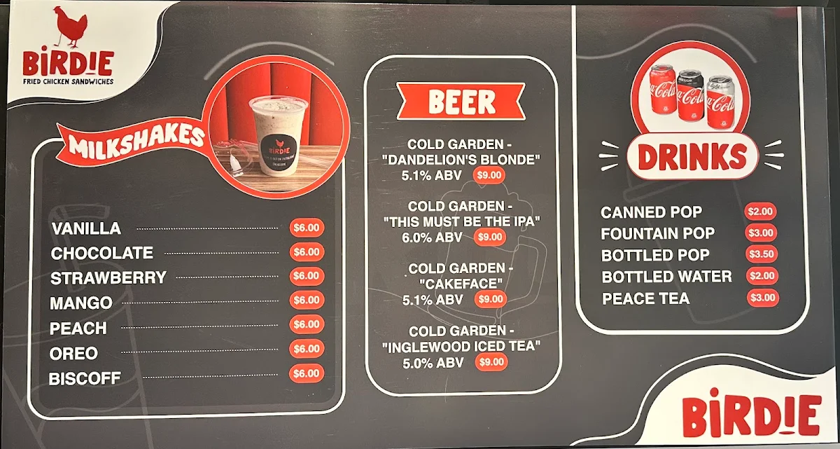 Menu, Birdie