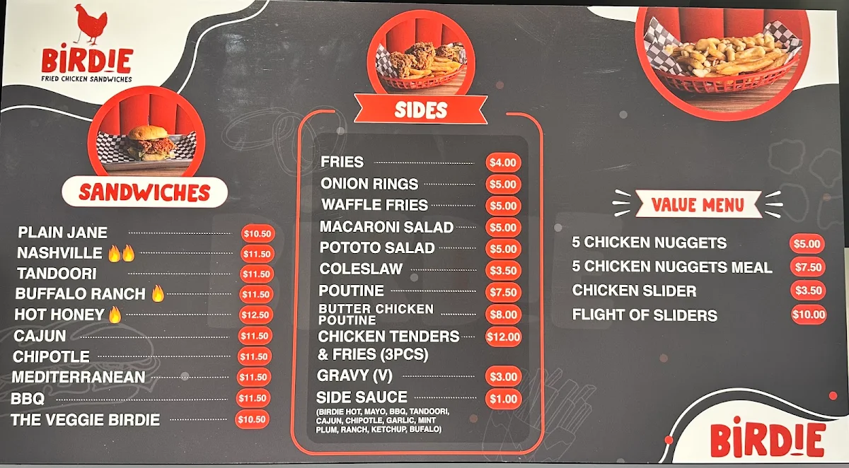 Menu, Birdie