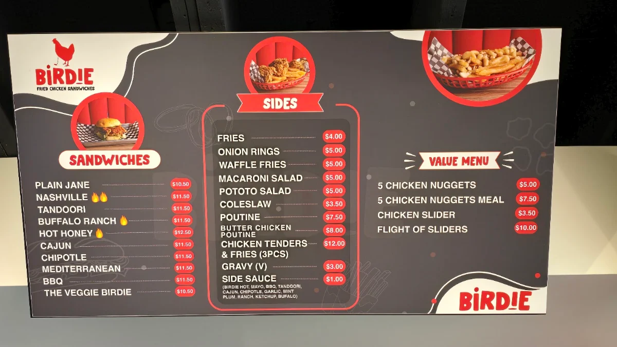 Menu, Birdie