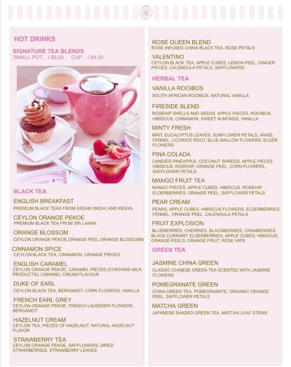 Menu, Rania's Cakes