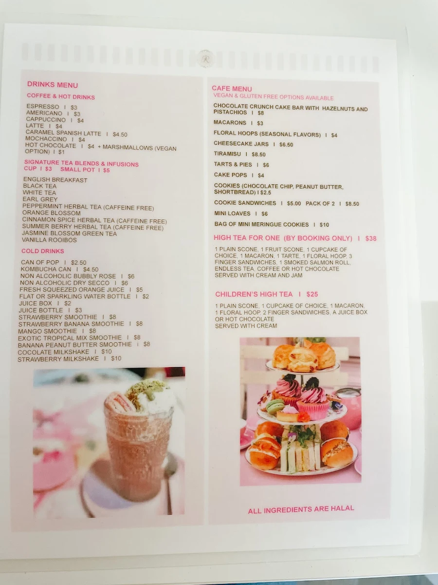 Menu, Rania's Cakes