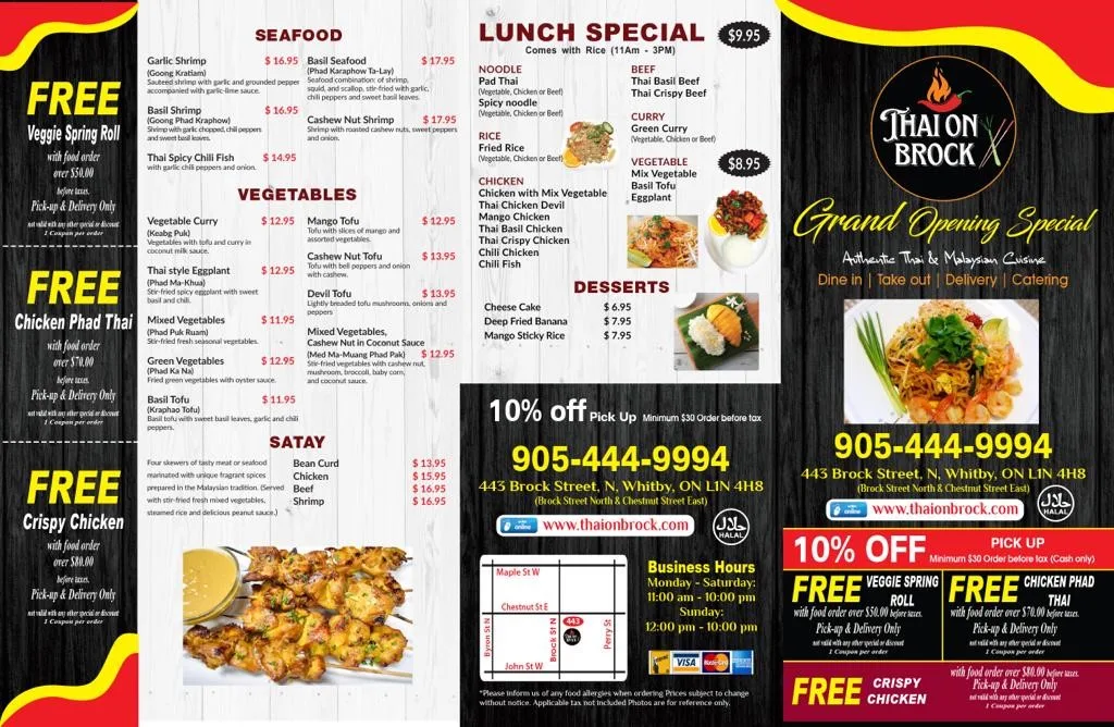 Menu, Thai On Brock