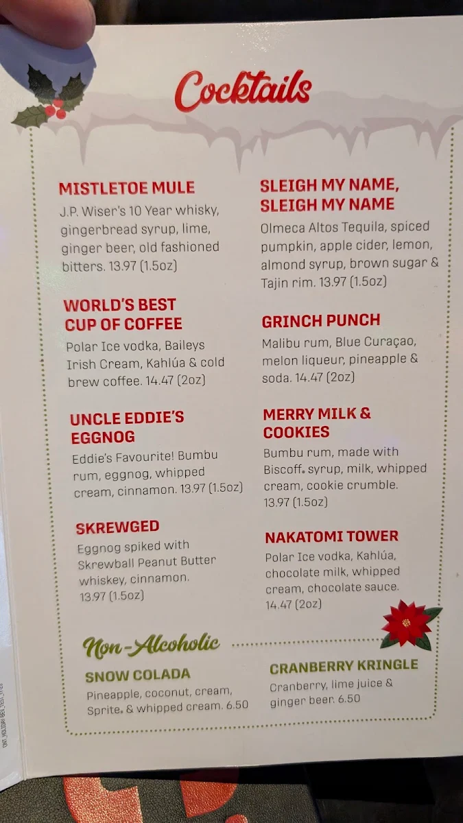 Menu, Jack Astor's Bar & Grill