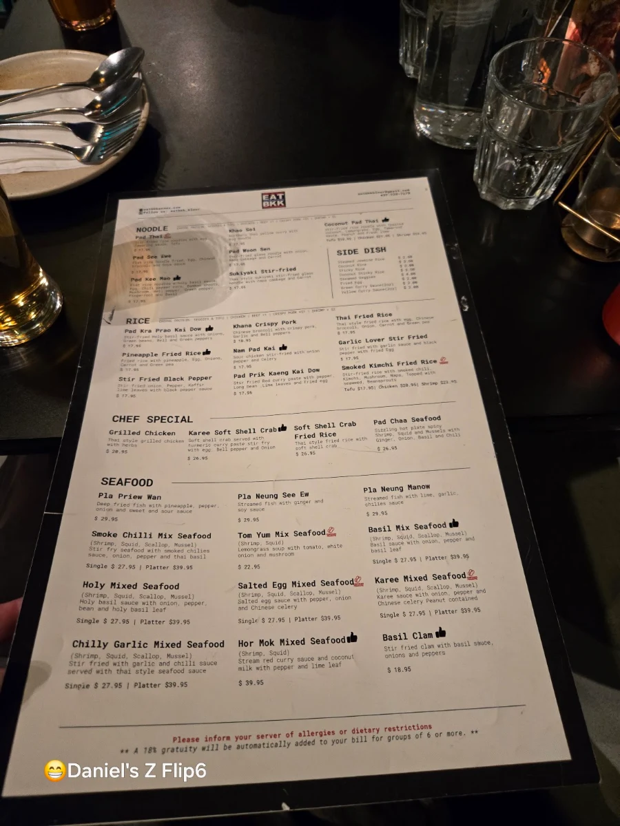 Menu, EAT BKK Thai Bar & Restaurant (Annex)