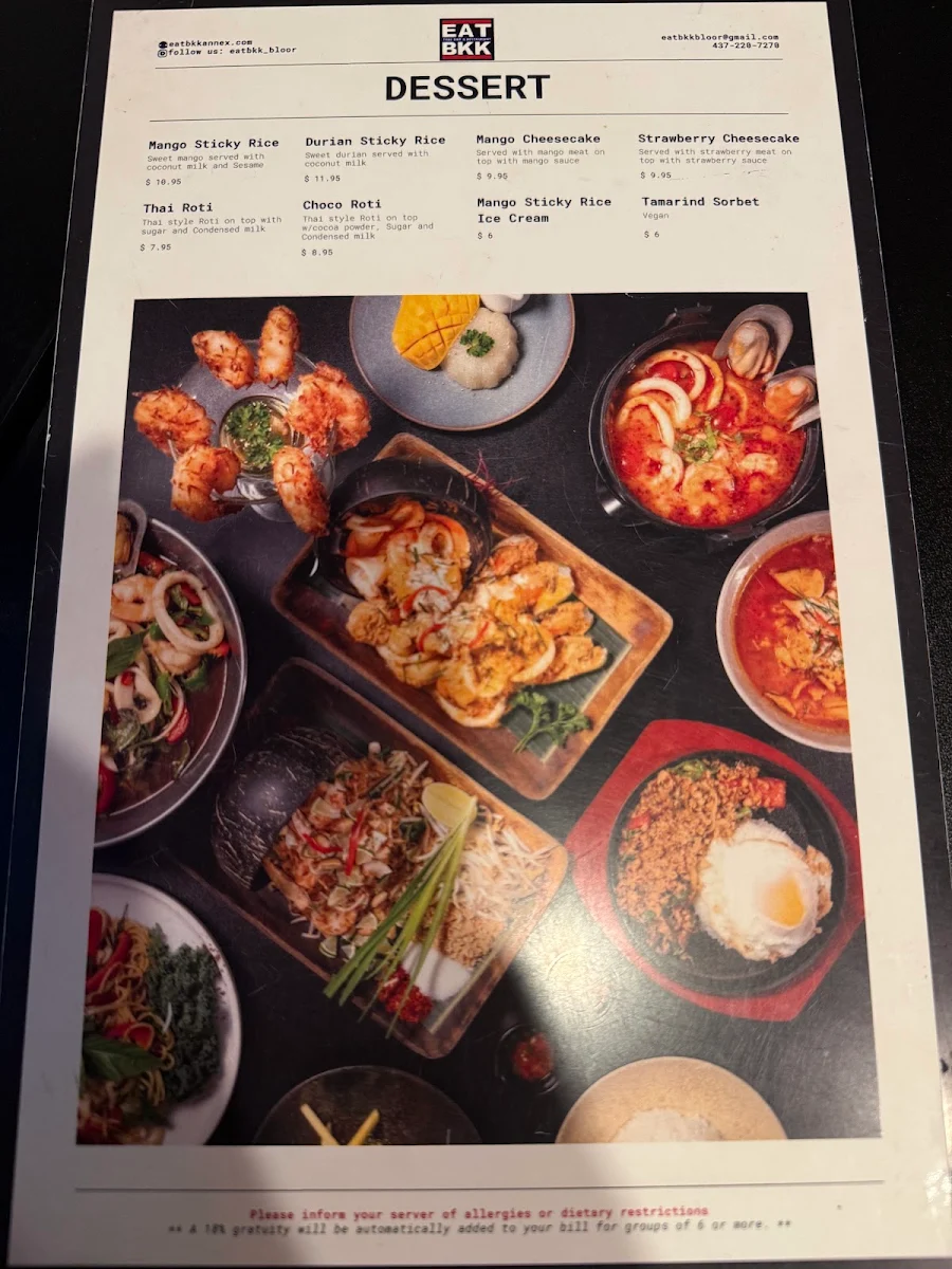 Menu, EAT BKK Thai Bar & Restaurant (Annex)
