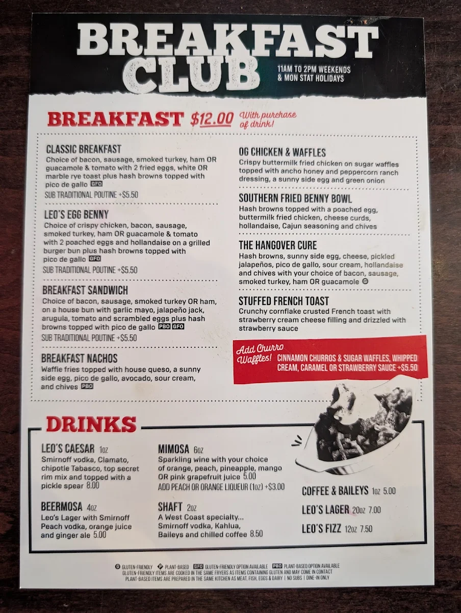 Menu, Leopold’s Tavern Calgary - Beltline
