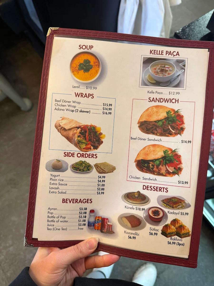 Menu, Doner G Turkish Cuisine