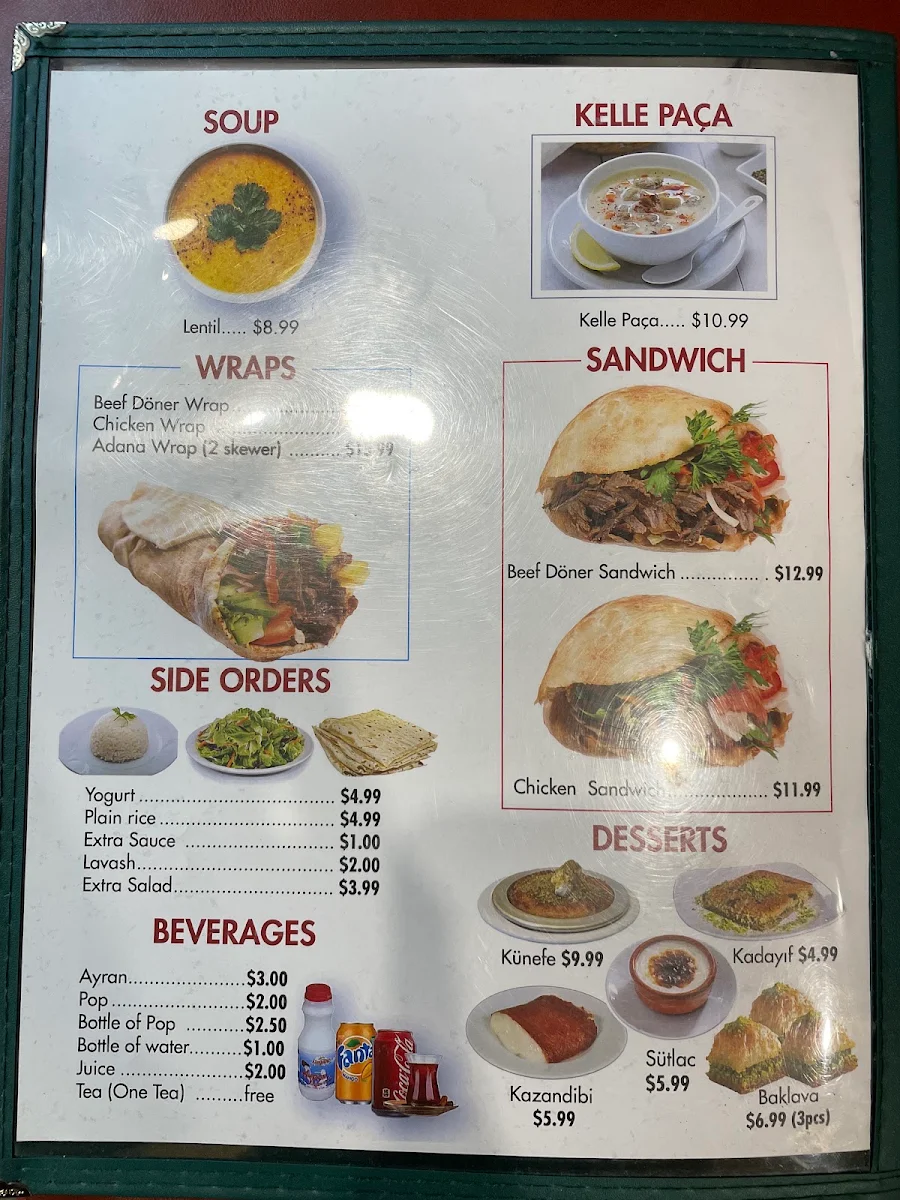 Menu, Doner G Turkish Cuisine