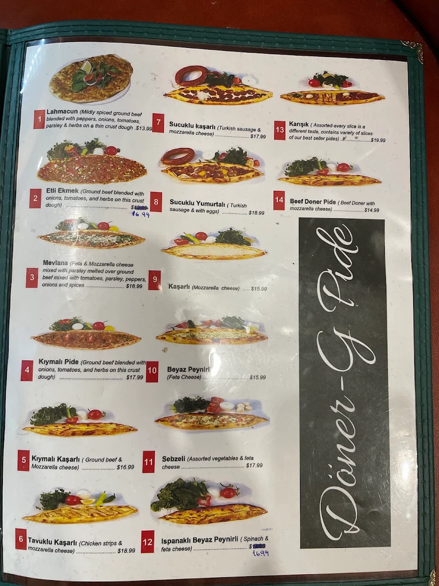 Menu, Doner G Turkish Cuisine
