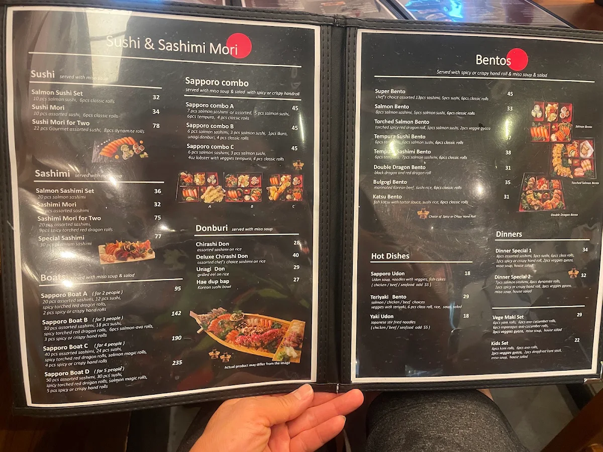 Menu, Sapporo Sushi