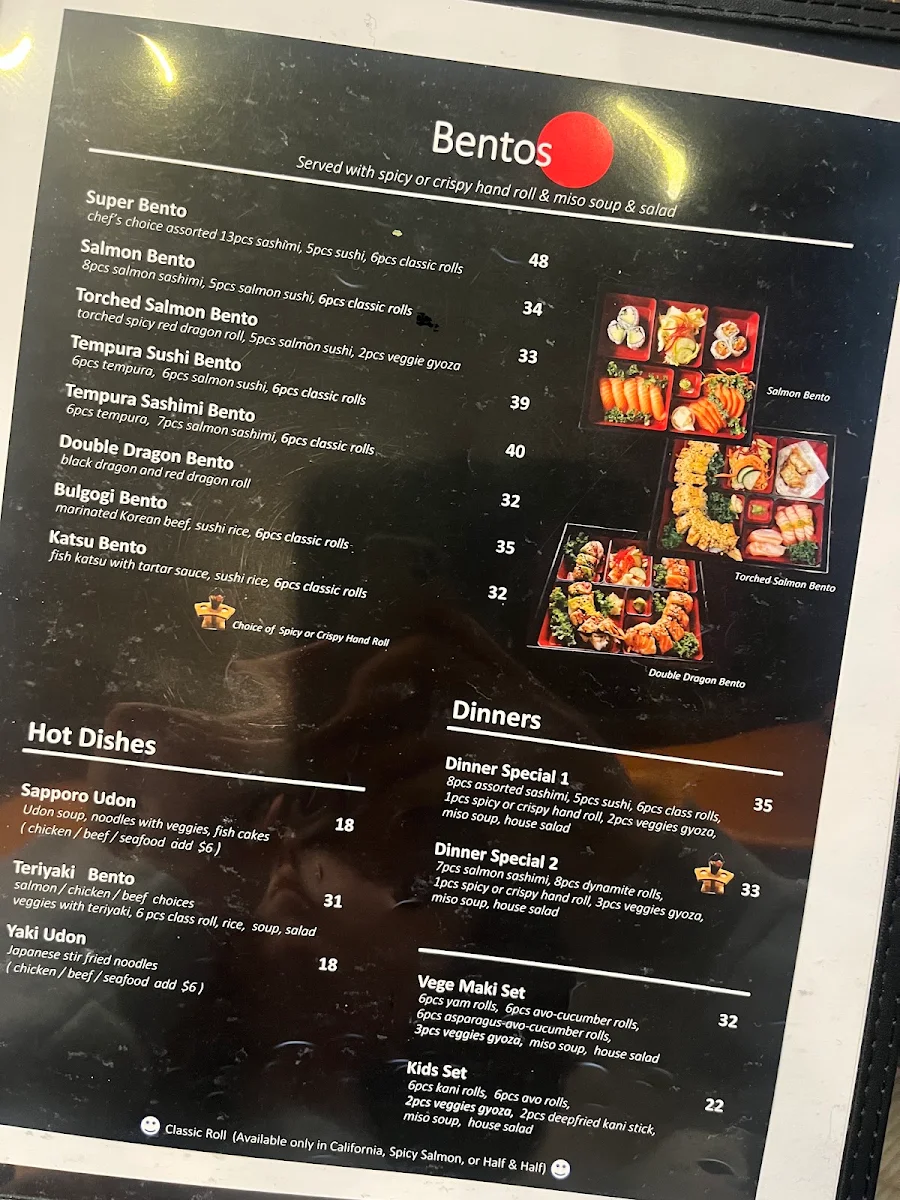 Menu, Sapporo Sushi