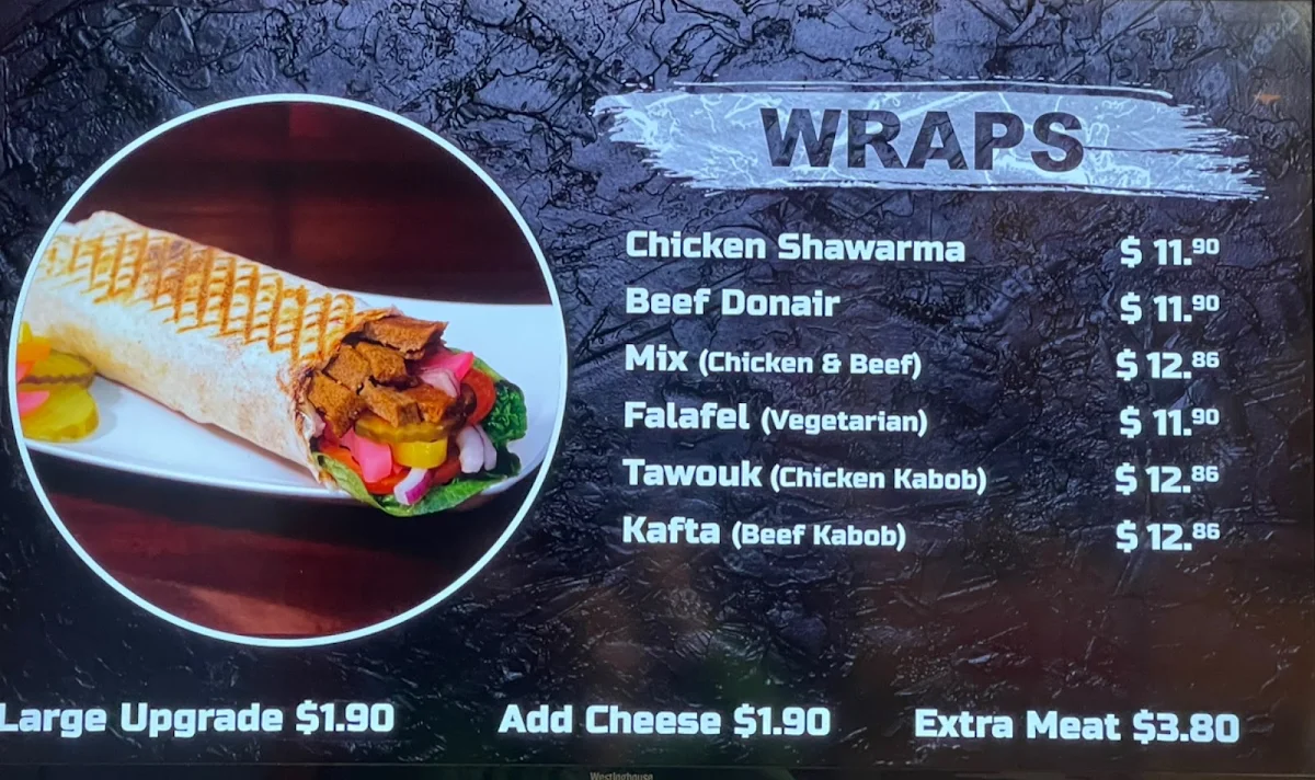 Menu, Shawarma Barlow
