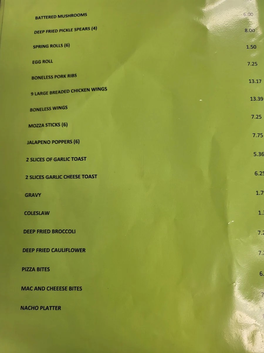 Menu, Heritage Restaurant