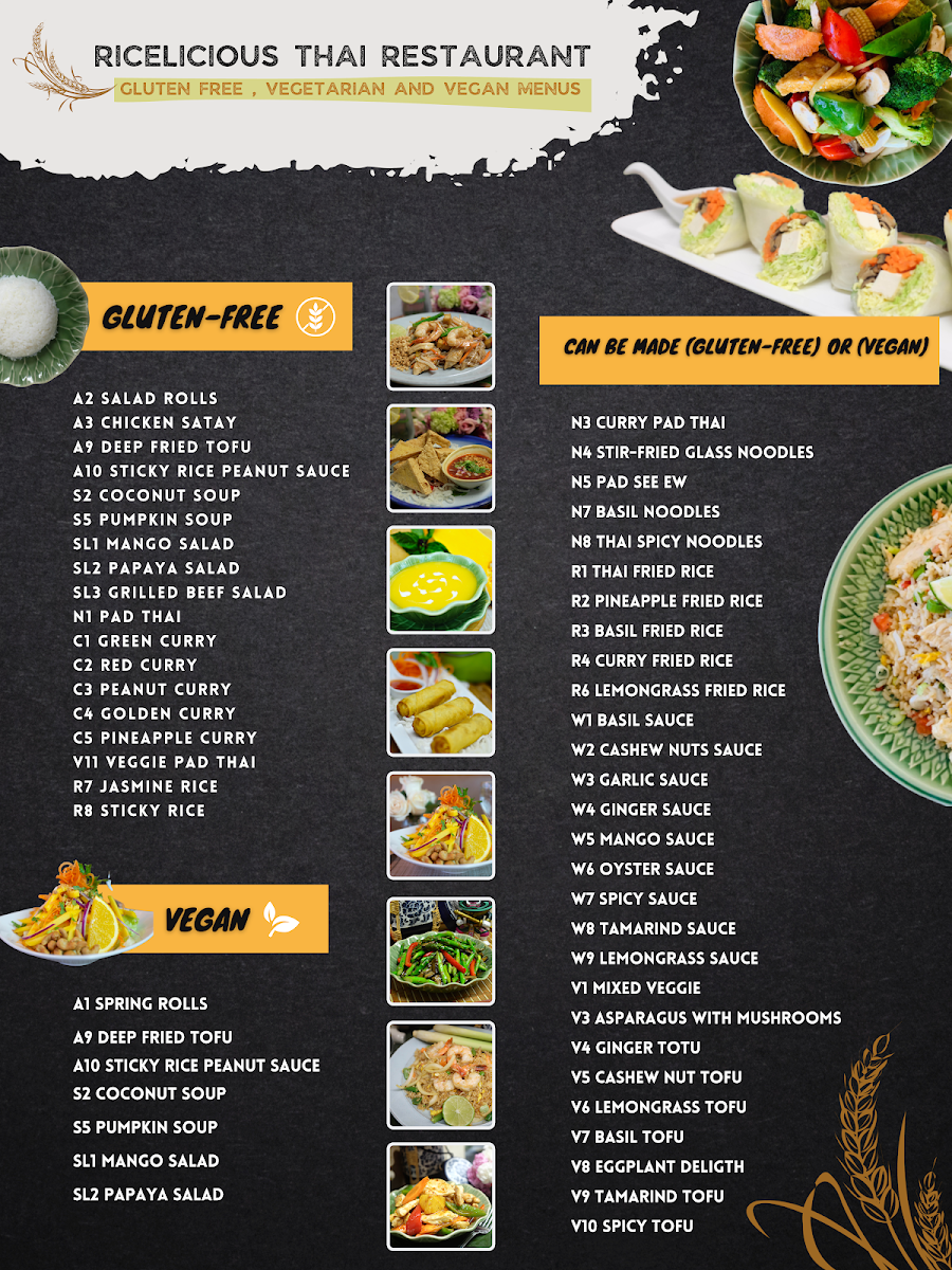 Menu, Ricelicious Thai Restaurant