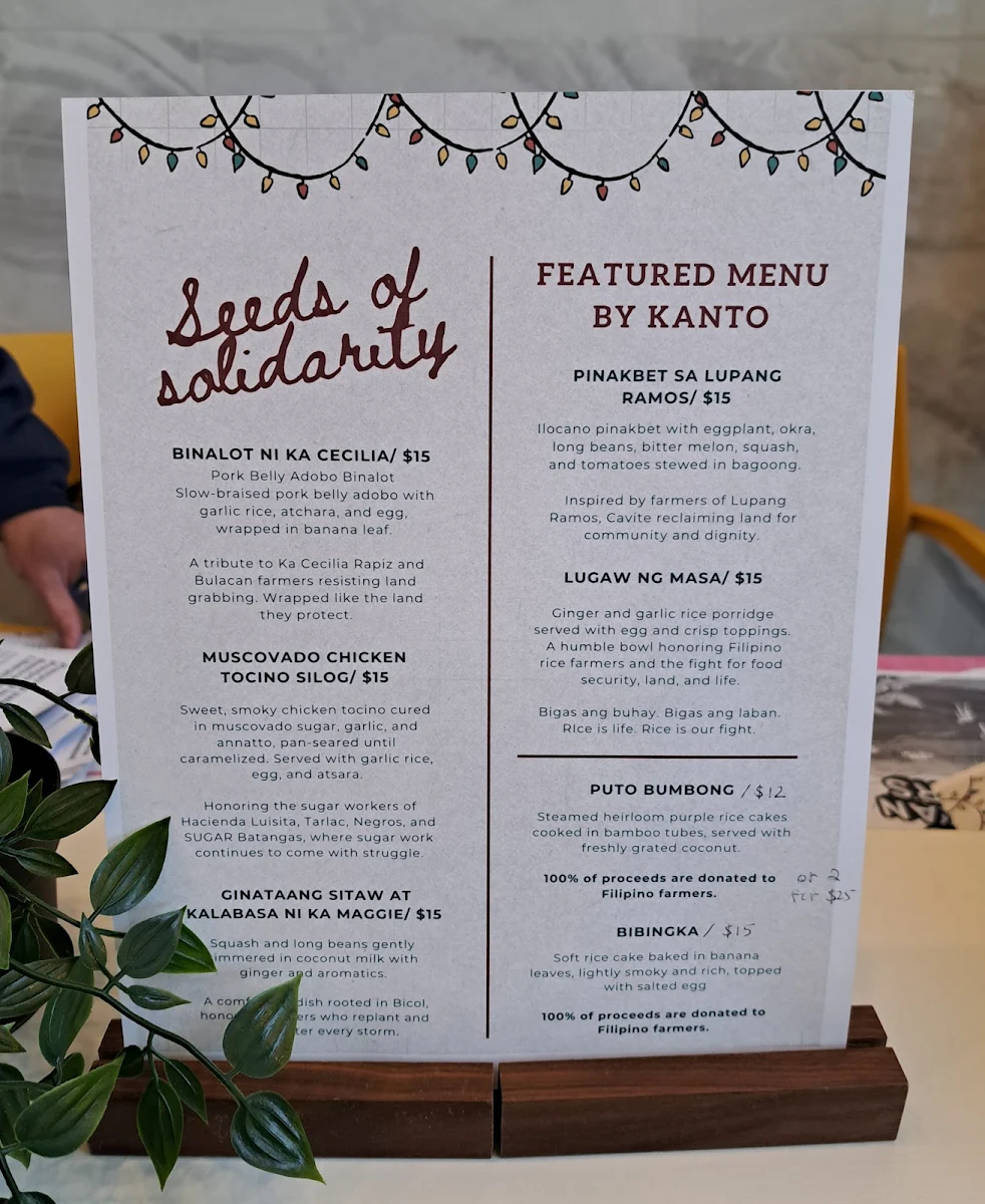 Menu, Food Hall TO