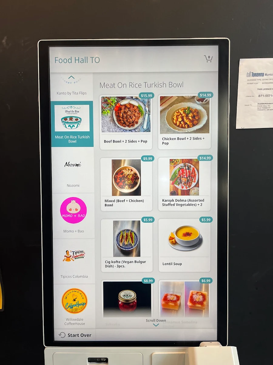 Menu, Food Hall TO
