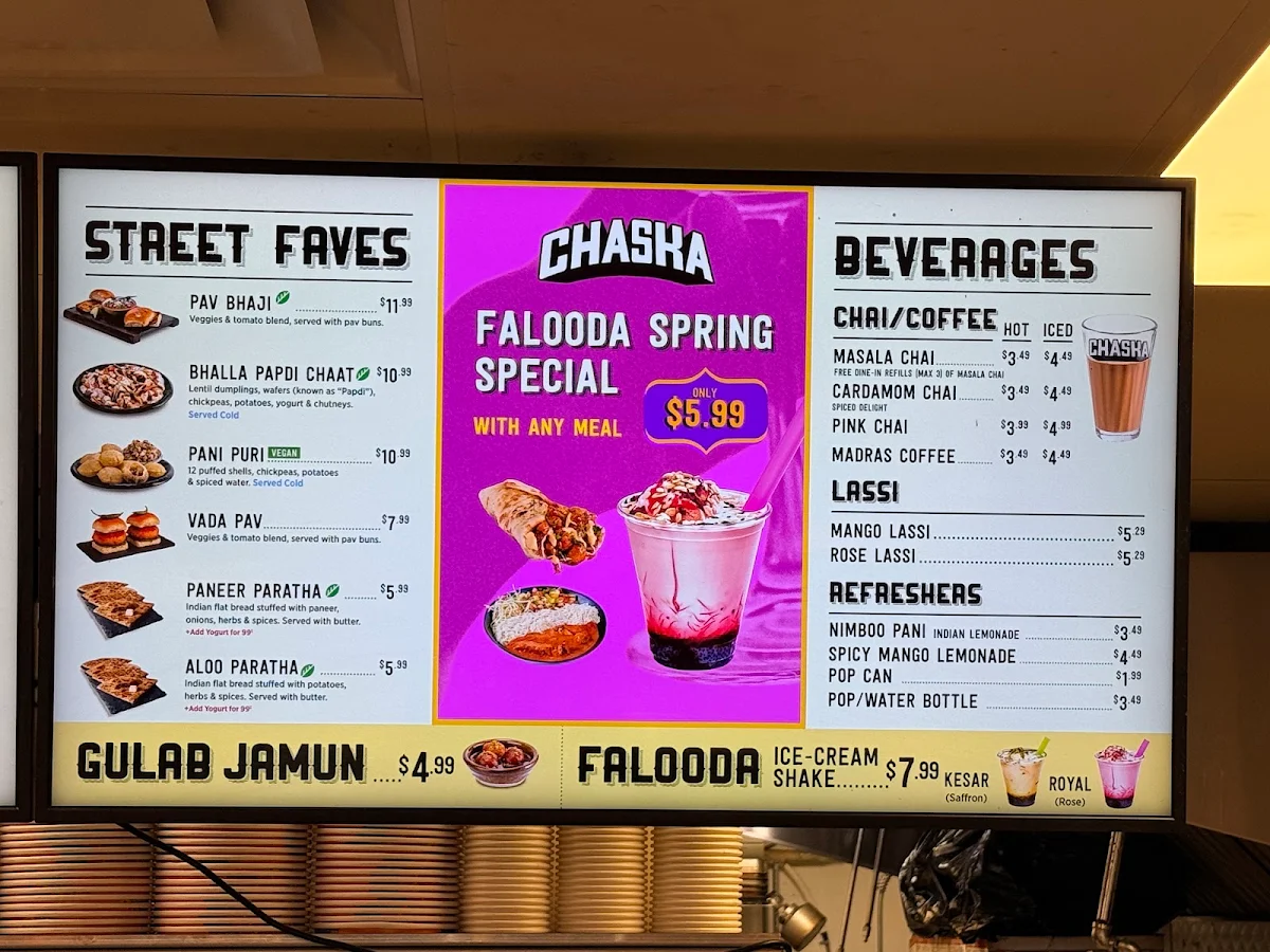 Menu, Chaska Indian Street Food