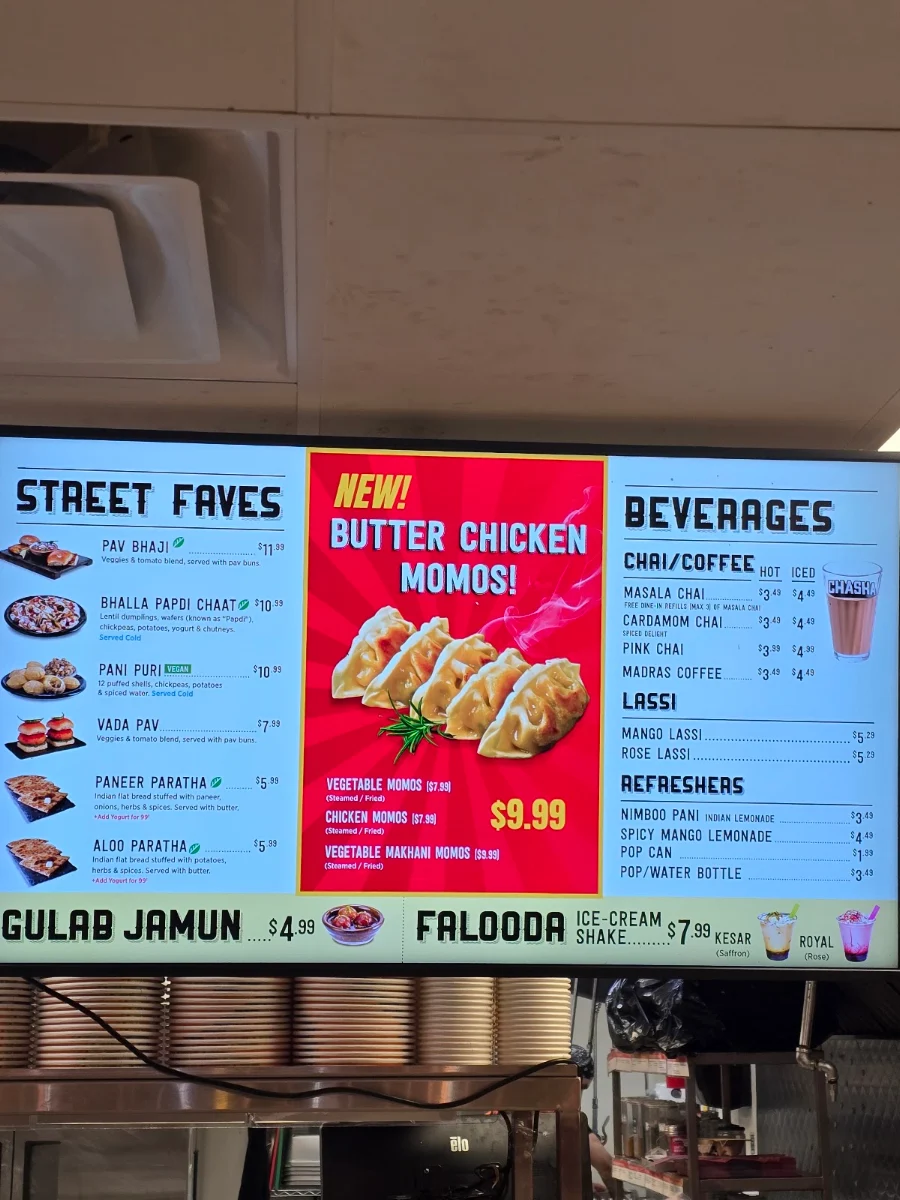 Menu, Chaska Indian Street Food