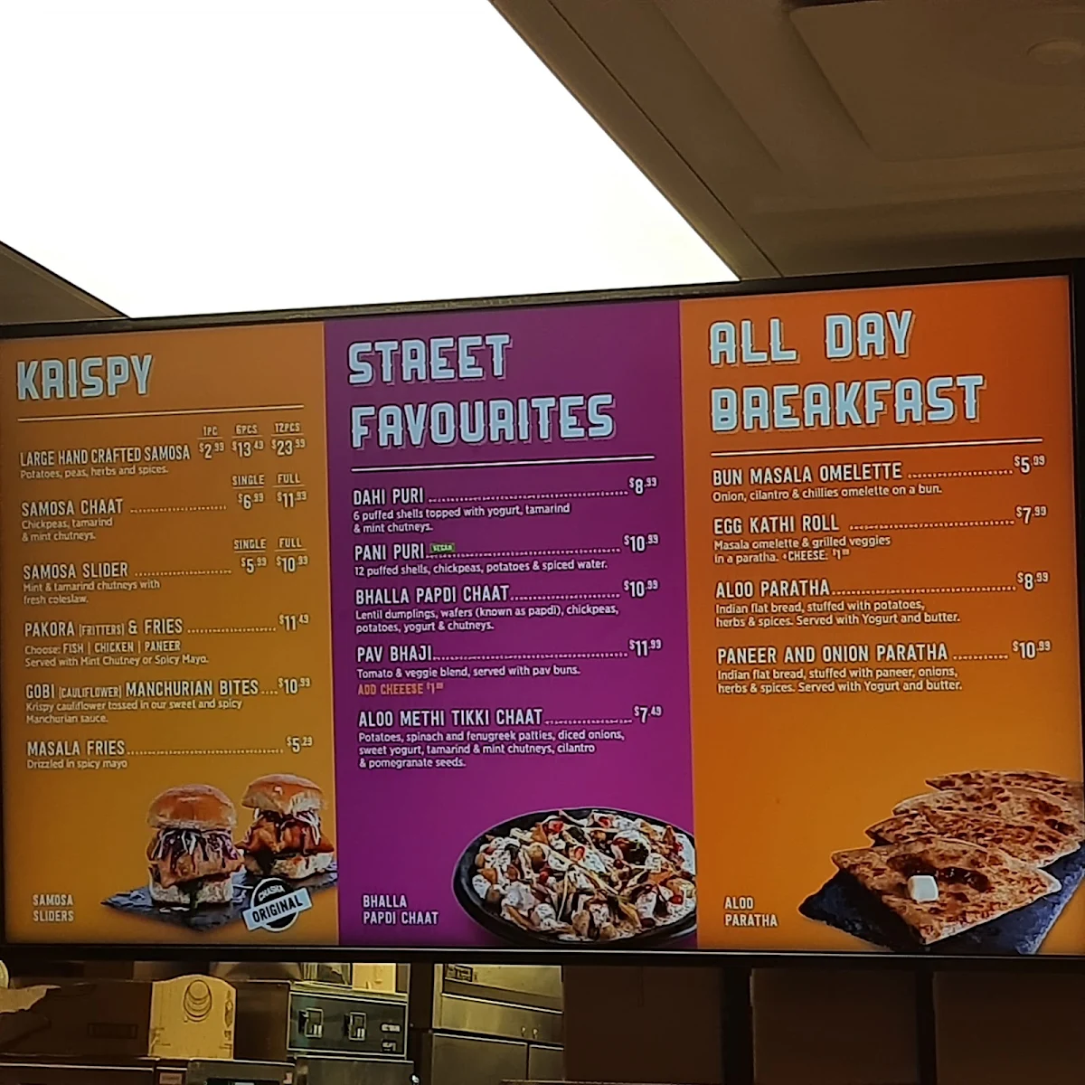 Menu, Chaska Indian Street Food