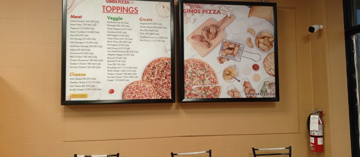 Menu, Gino's Pizza