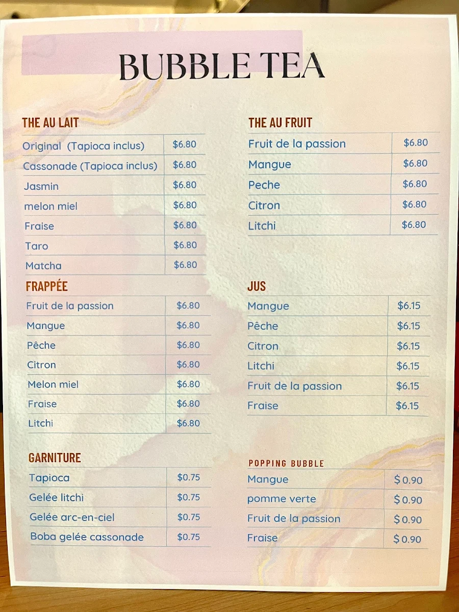 Menu, Restaurant Chinois Kim Sing