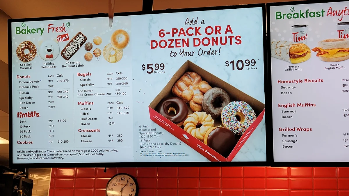 Menu, Tim Hortons