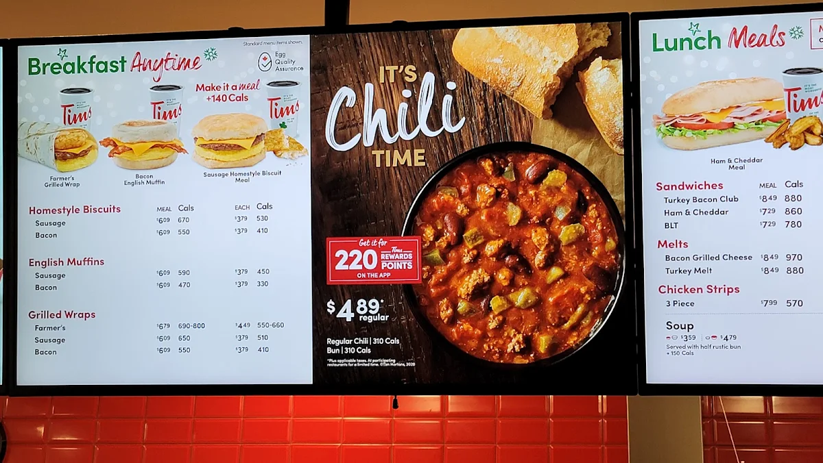 Menu, Tim Hortons