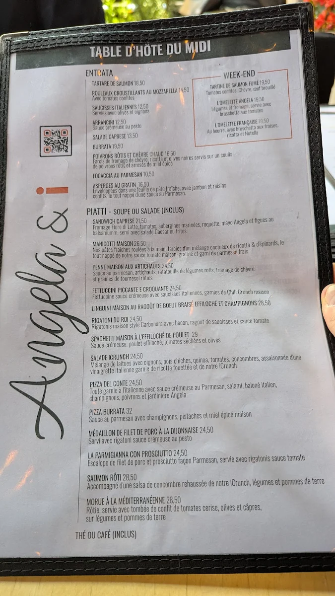Menu, Angela & i - Restaurant - Bar - Terrasse