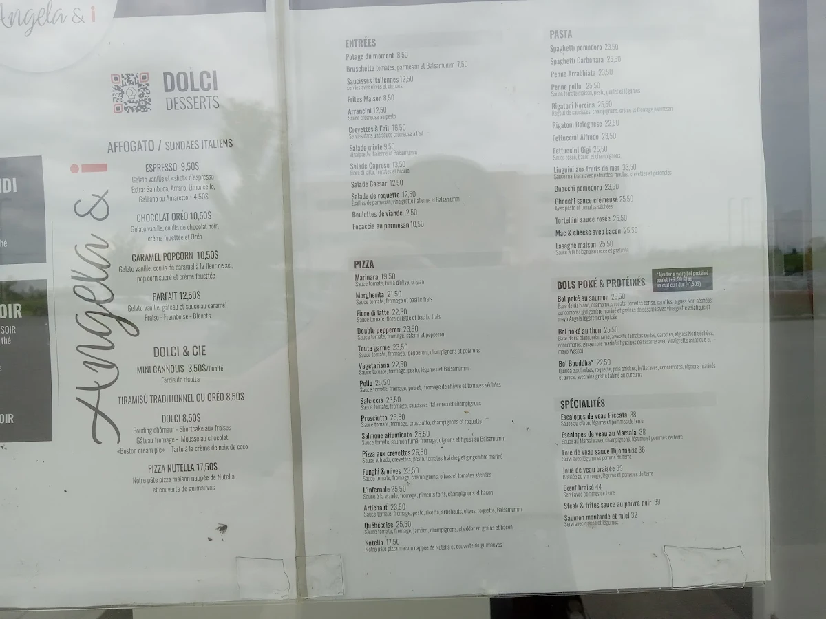 Menu, Angela & i - Restaurant - Bar - Terrasse