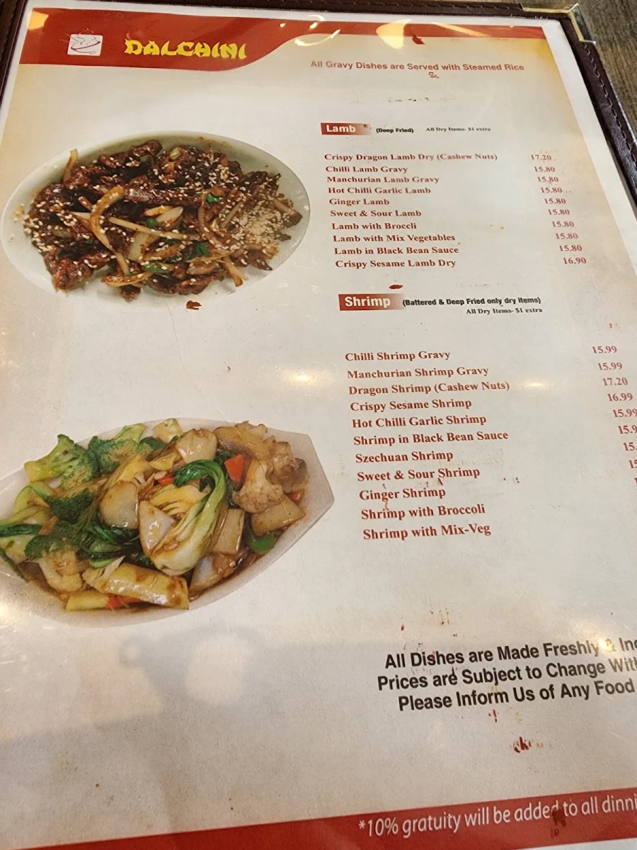 Menu, Dalchini Hakka Chinese Restaurant