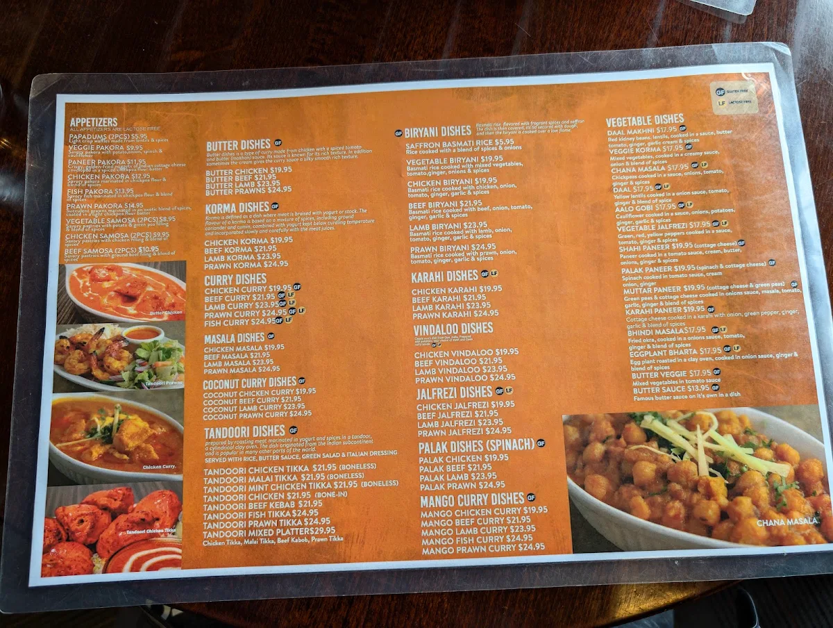 Menu, Spice Hut Indian Cuisine.