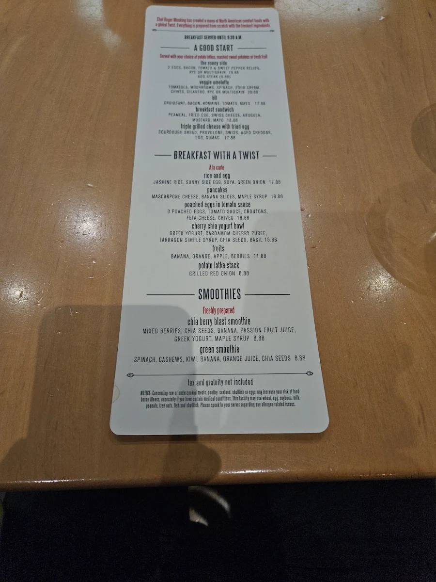 Menu, Twist By Roger Mooking