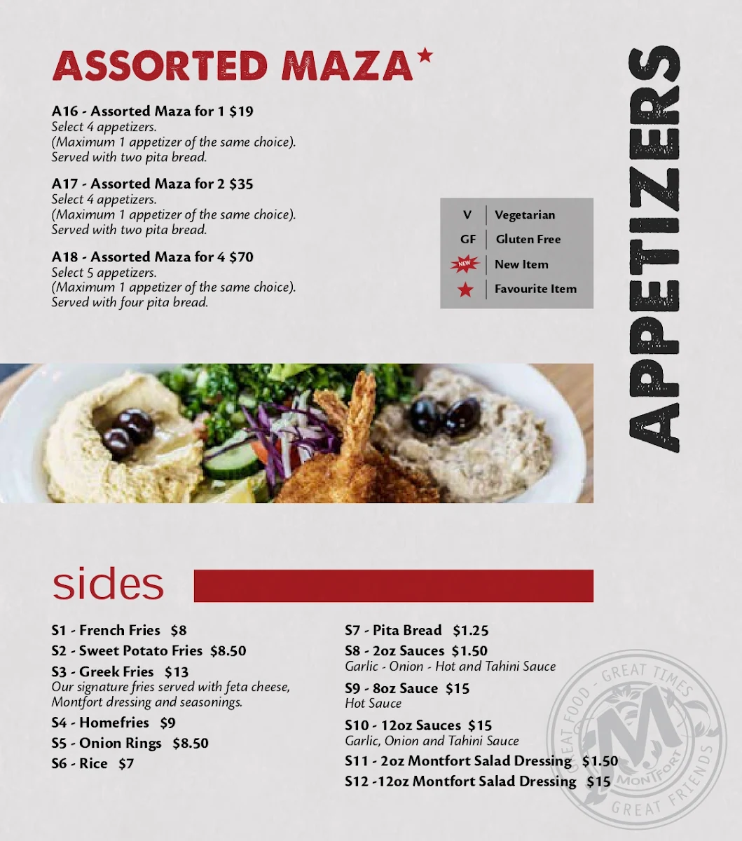 Menu, Montfort Mediterranean Grill - Appleby