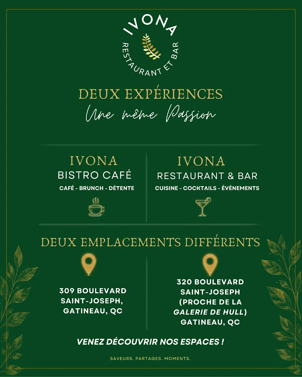 Menu, IVONA Restaurant and Bar