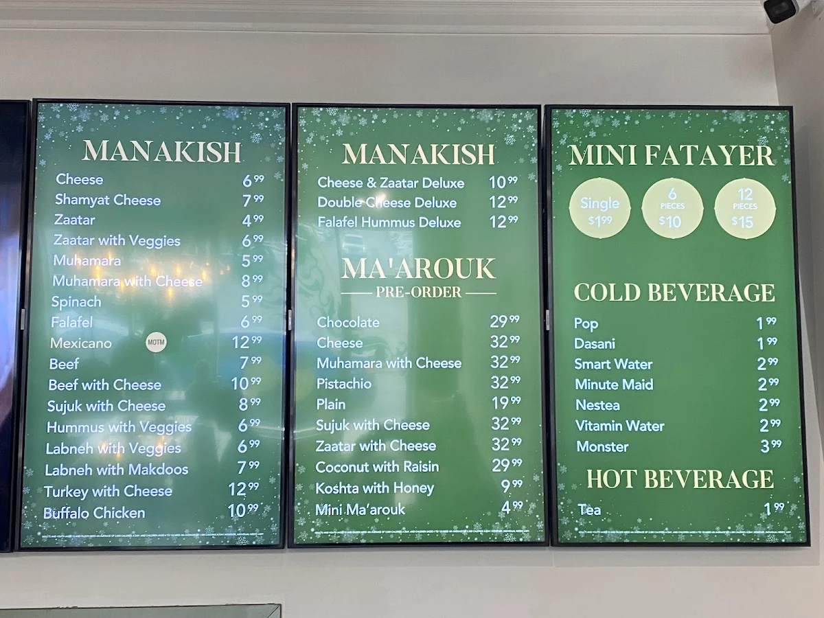 Menu, The Bakers