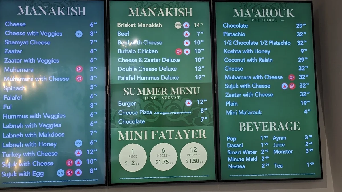 Menu, The Bakers