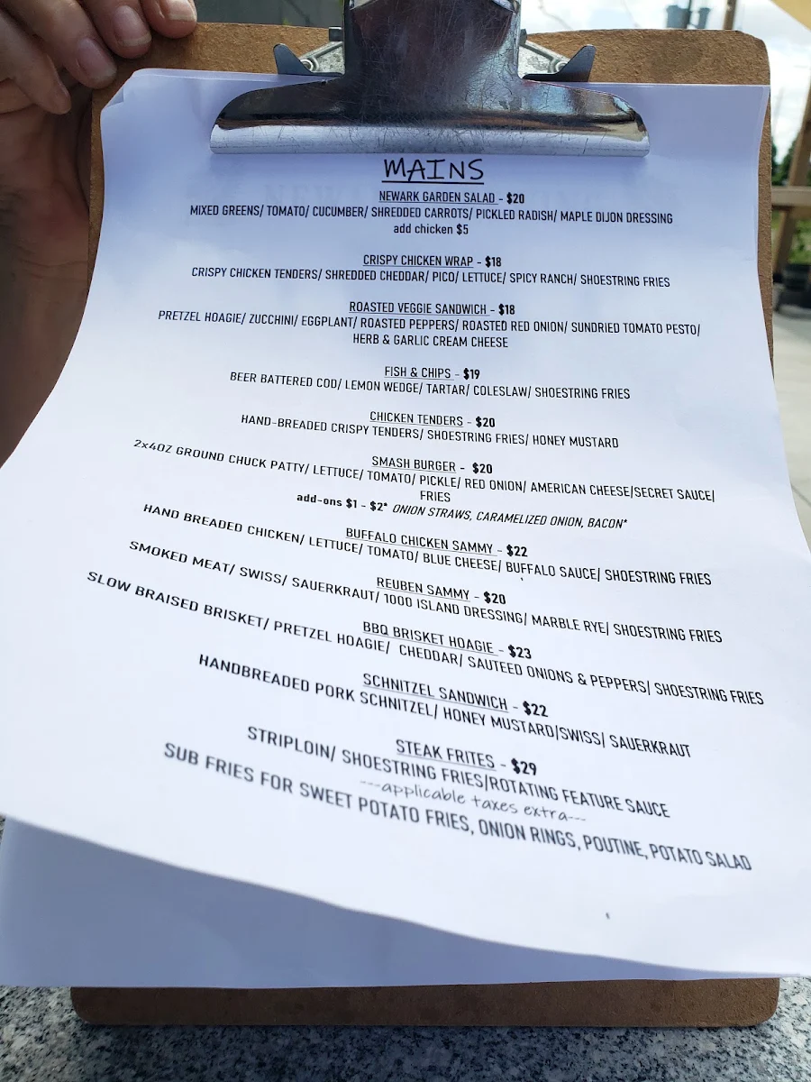 Menu, Newark Brewing: Bar & Restaurant