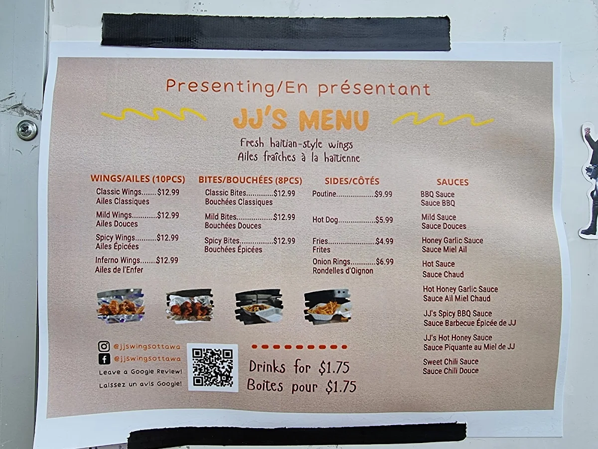 Menu, JJ's Wings