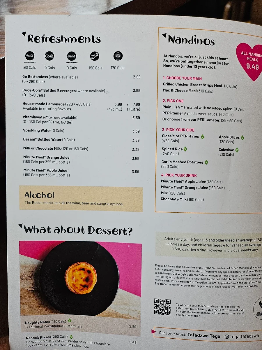 Menu, Nando's PERi-PERi