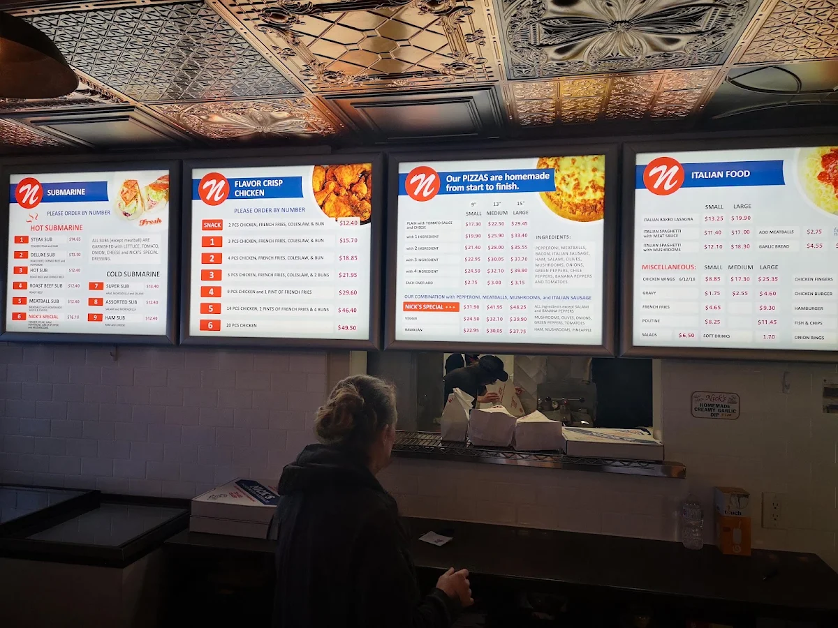 Menu, Nick's Chicken House & Pizzeria