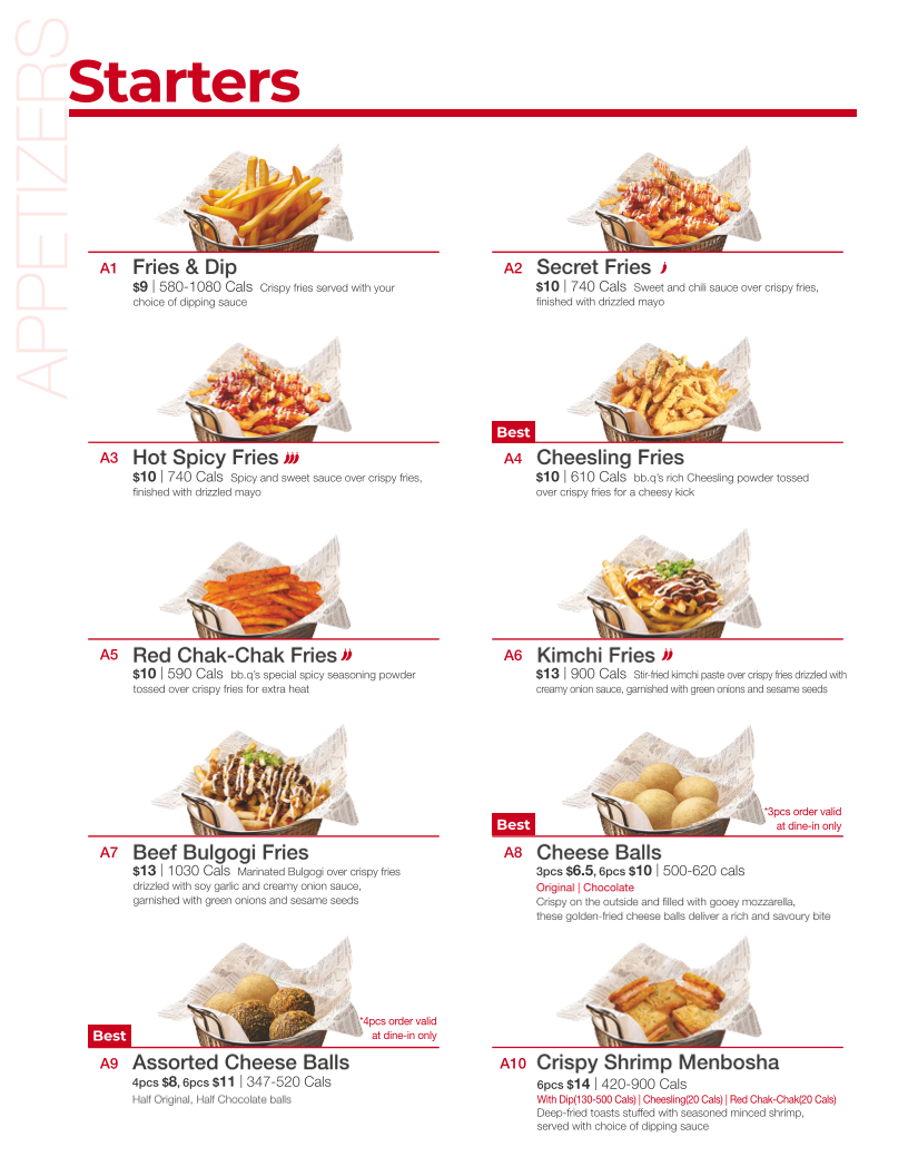 Menu, bb.q Chicken