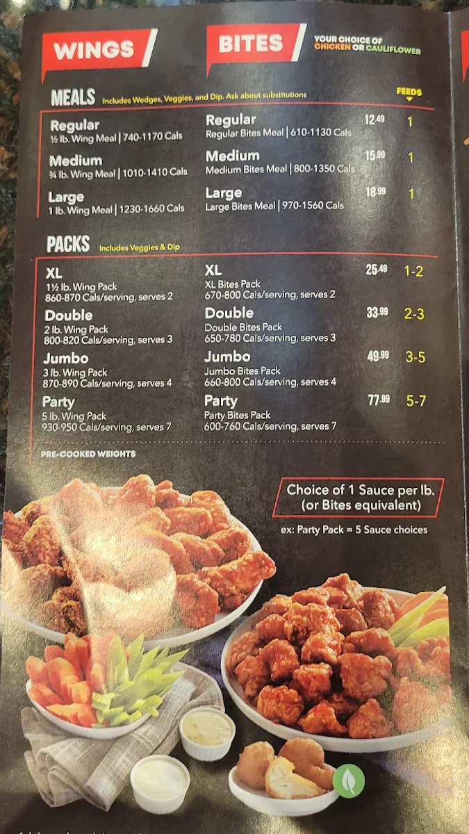 Menu, WingsUp! Cambridge